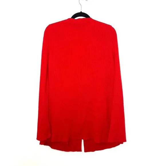 Donna Karan 100% Cashmere Ribbed Cardigan - Red M